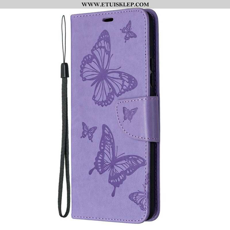 Etui Folio do Samsung Galaxy A42 5G Motyle W Locie Z Smyczą